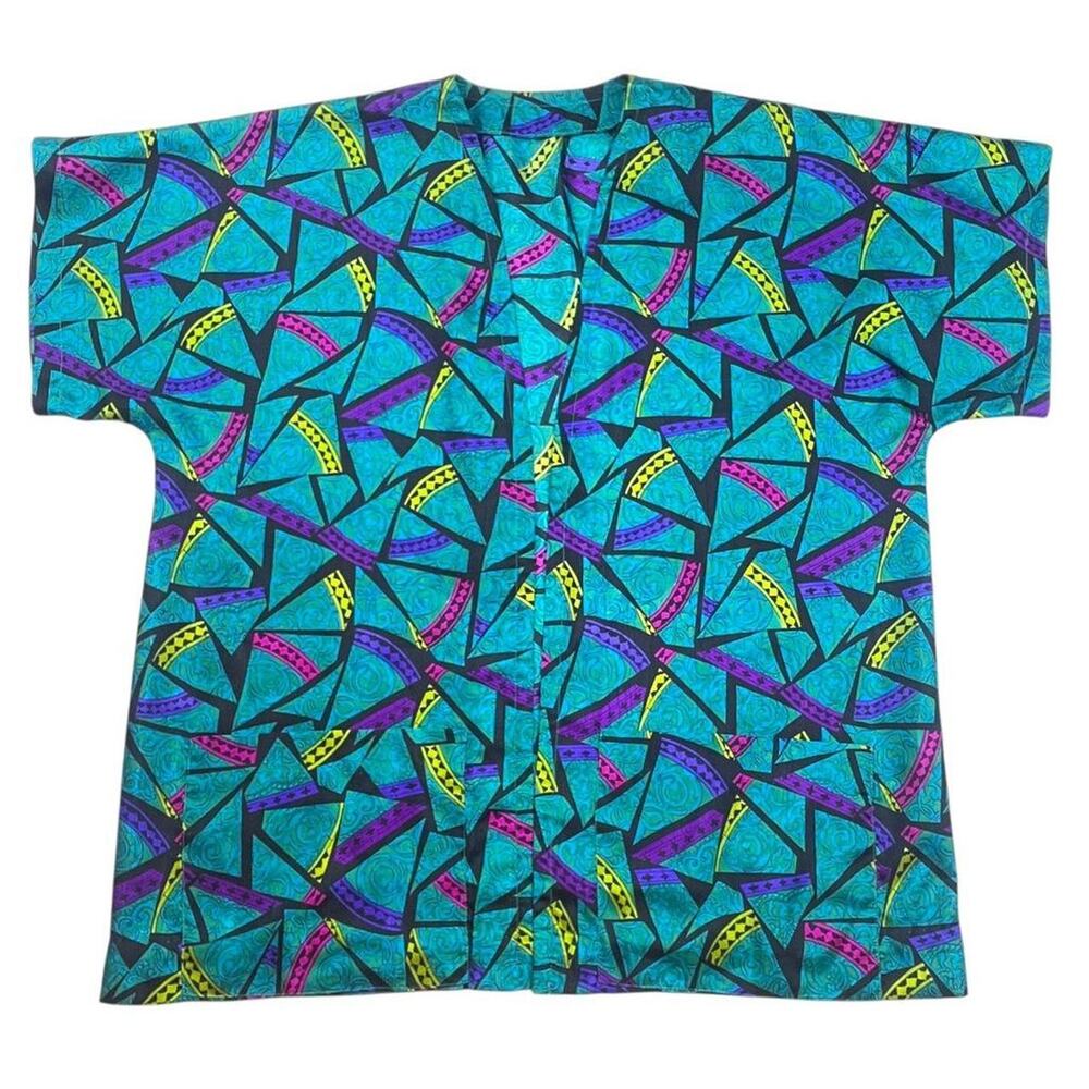 Vtg 80s kimono top colorful